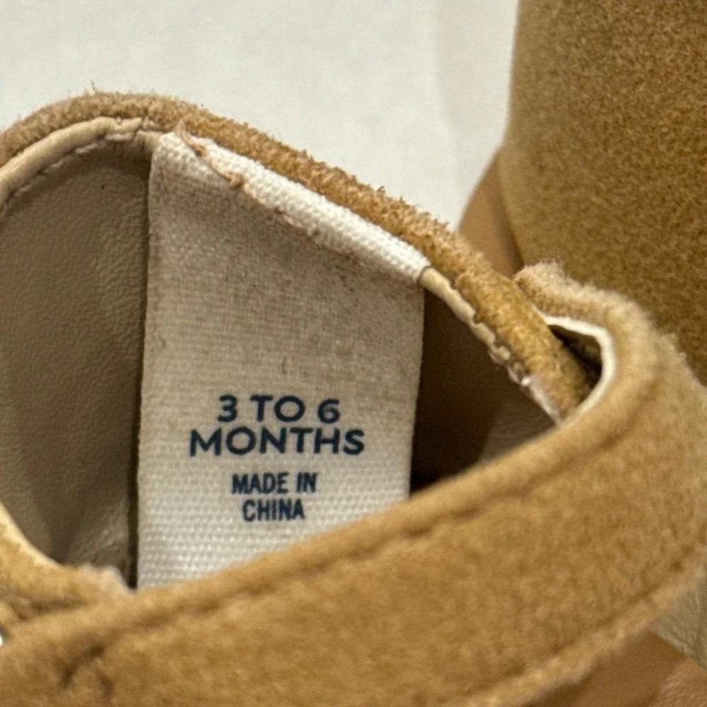 Janie and Jack Sandals Baby 3-6 Months Tan Faux Suede Criss-Cross Boho Shoes